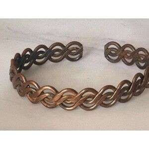 Copper Braided Cuff Bangle Bracelet Boho Woven Cuff Style Artisan Vintage